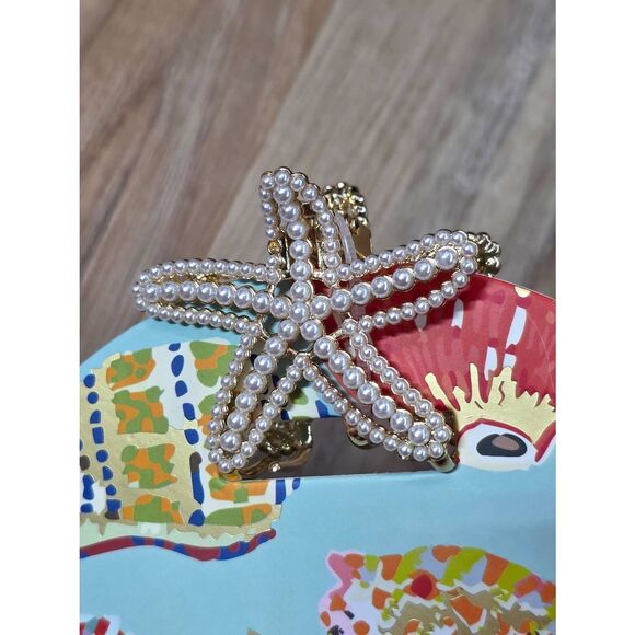 ?️NWT Gold & Faux Pearl Ocean Themed 3 Piece Metal Hair Clip Set main image 6